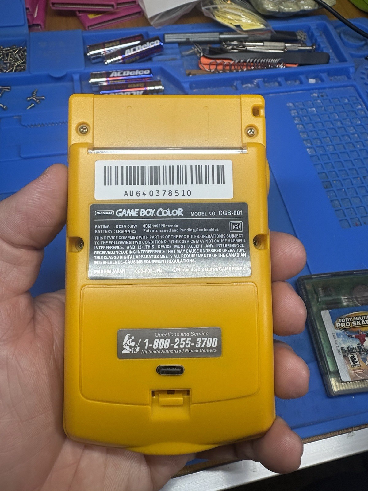 Backlit IPS Dandelion Yellow Gameboy Color 1500 MAH Battery Nintendo GBC USB C