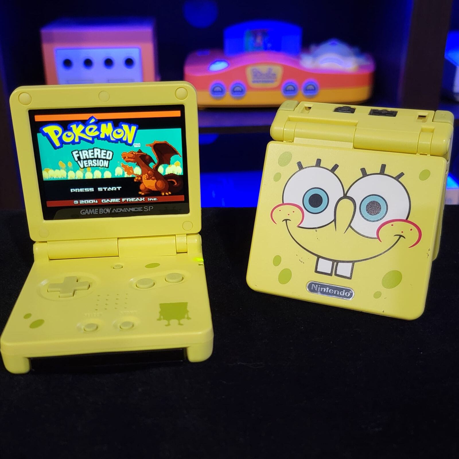 Sponge Bob Yellow Nintendo Game Boy Advance GBA SP IPS MOD Adjustable Brightness