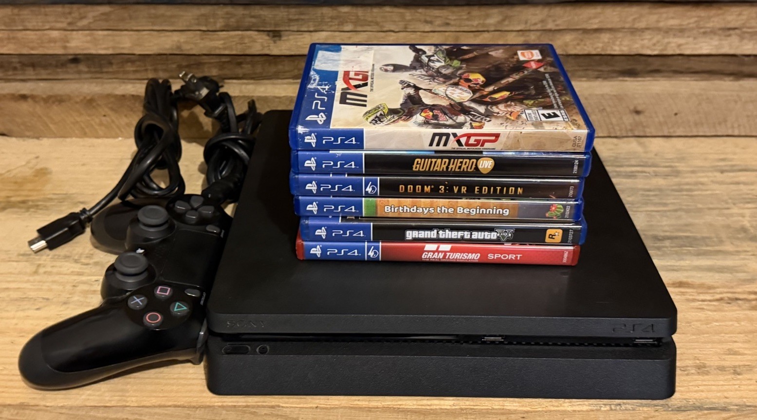 Sony PlayStation 4 Slim 1TB Console Bundle OEM Controller Games Bundle!!