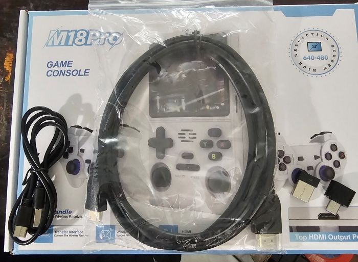 M18Pro Handheld Game Console White, Wireless Controllers, 3.5″ Screen, HDMI, OTG