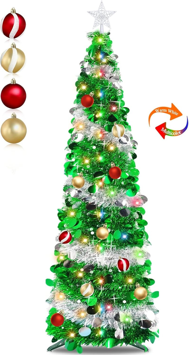Dual Color Switch&Timer 5 Ft Pop up Christmas Tree with 50 Warm White&Color Ligh