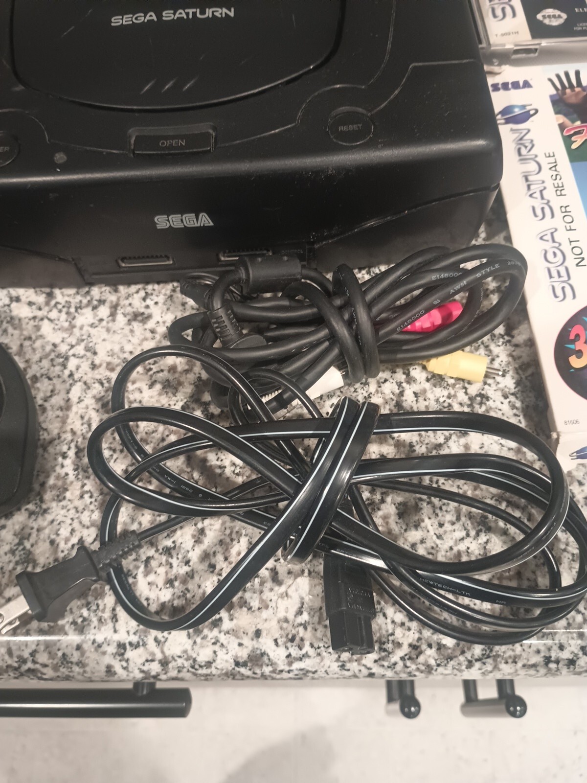 SEGA Saturn V2 Black Console Bundle w/ Memory Card, 8 Games Original Cables