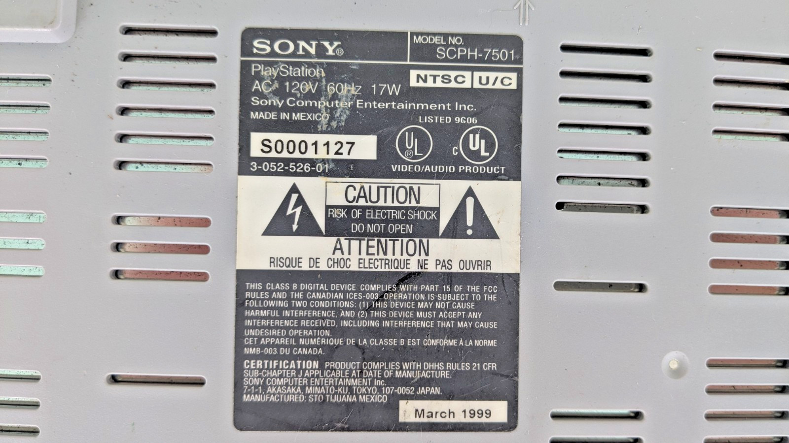 Sony PlayStation 1 Video Game Console “Untested”