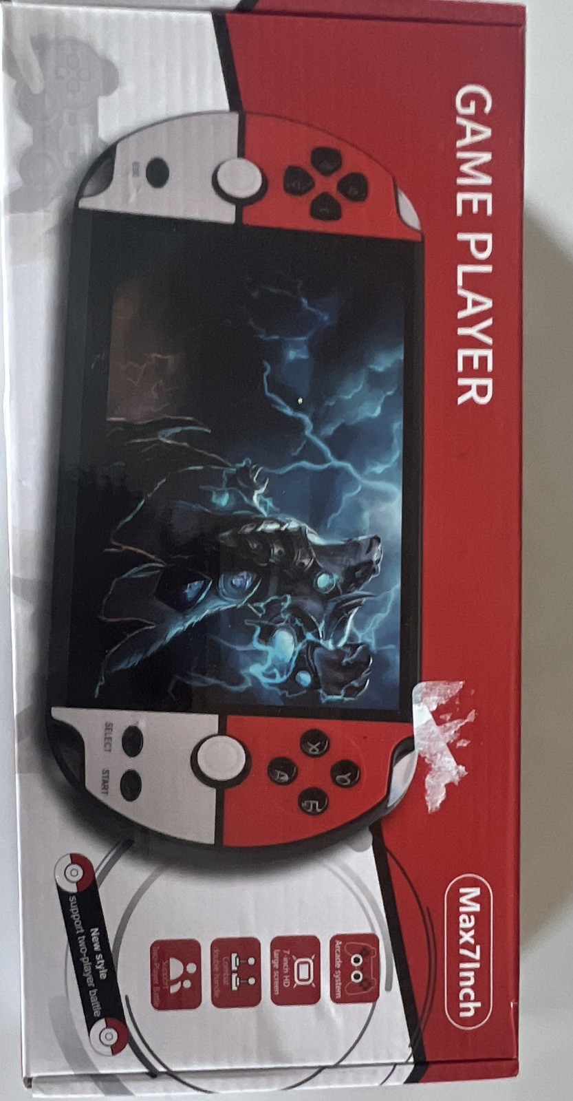 Game Player 7in Handheld Game Console Red/White 16GB AV Out 2 Player USB-A