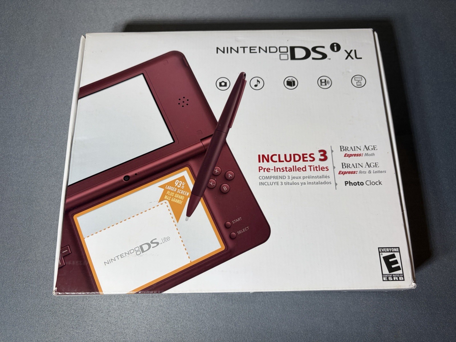 Nintendo DSi XL Burgundy Red Handheld Console Complete In Box Great Cond
