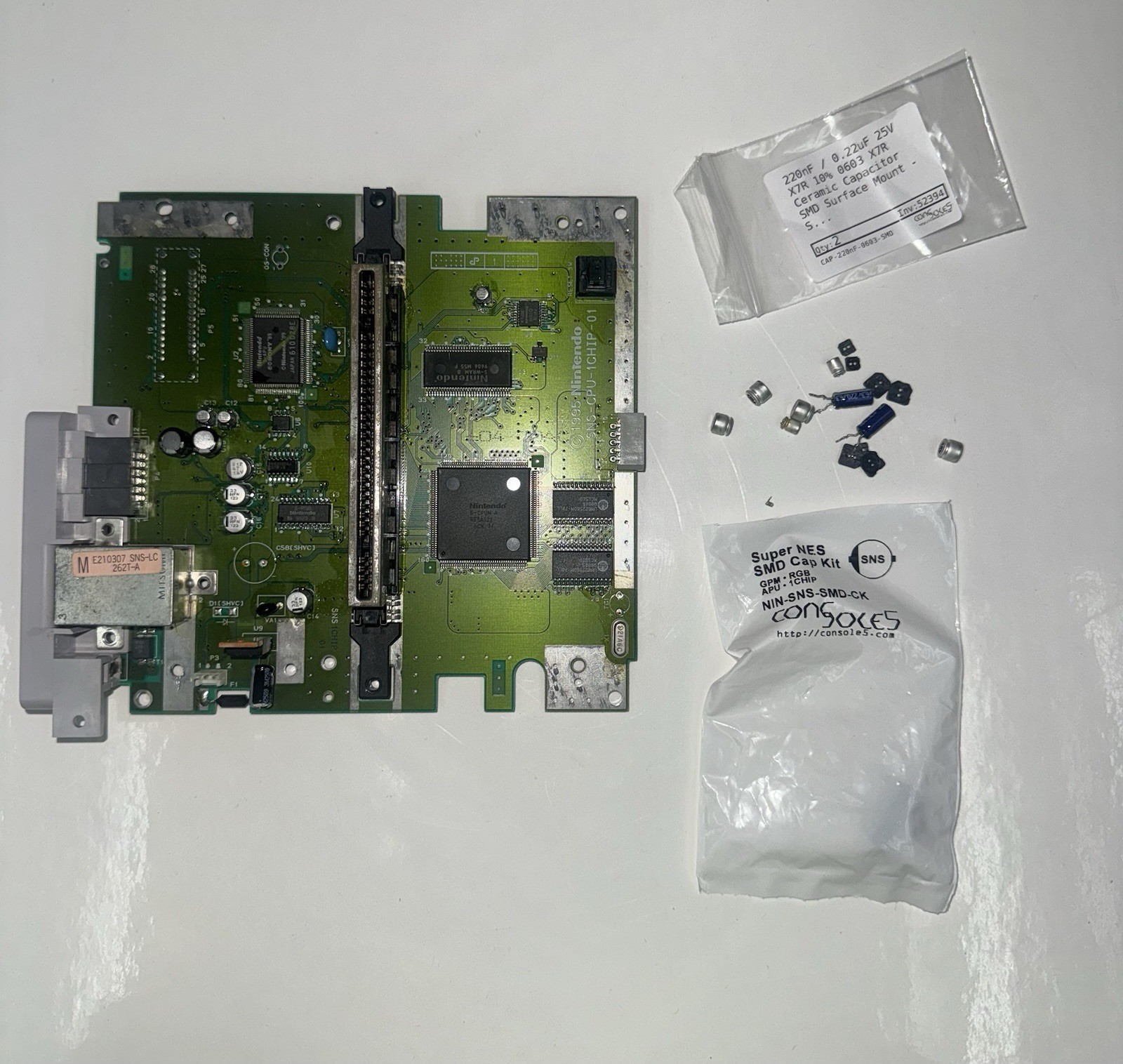 Recapped SNES Super Nintendo 1 Chip 01 Bundle Clear Shell C11 Recapped Ghosting