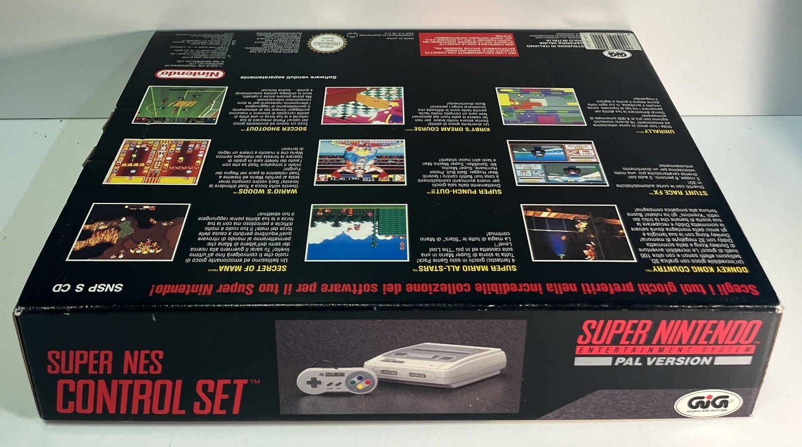 SUPER NINTENDO DONKEY KONG CONSOLE 2 SET GIG SNES PAL SNSP-S-CD(A)-ITA BOXED