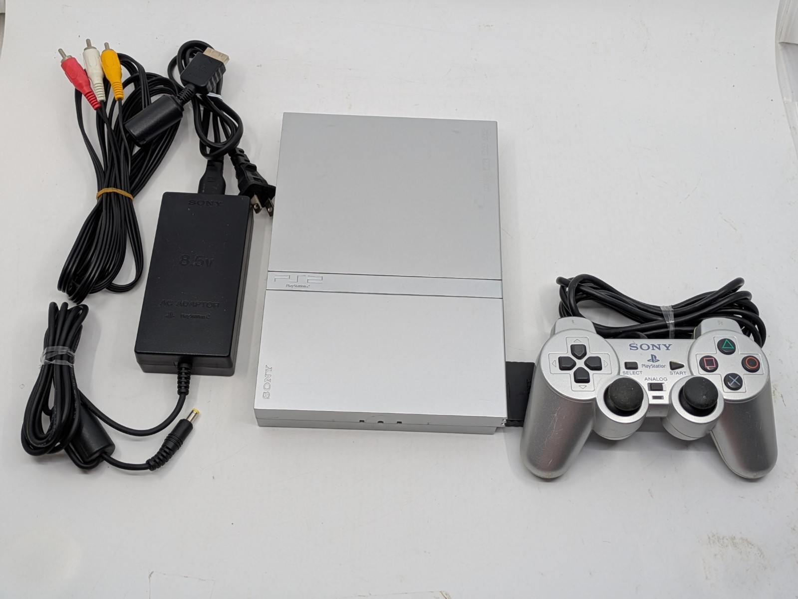 Sony PS2 Slim Silver SCPH-75000 NTSC-J Console Tested Works w/ Controller