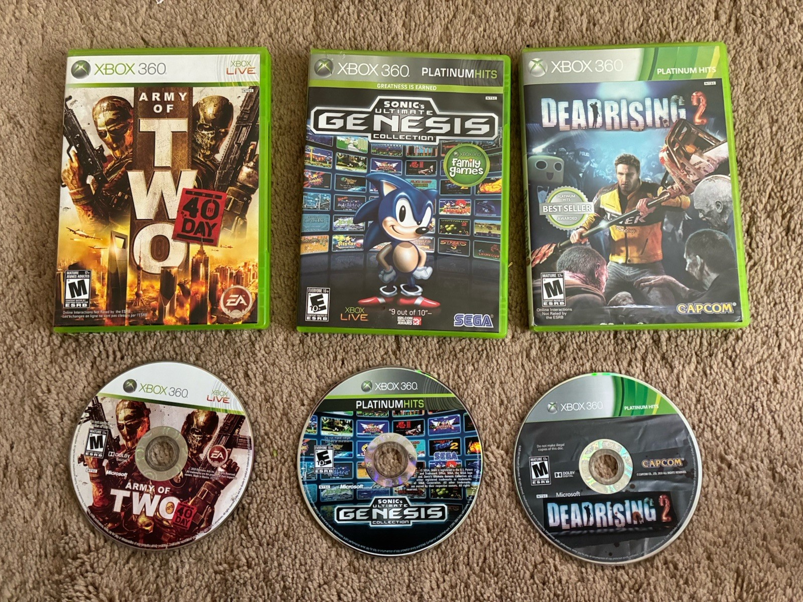 Xbox 360 Console E Console w/ 2 Controllers & 2 Dongles (No HDMI Cable) 23 Games