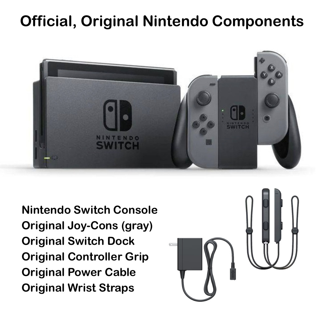 Nintendo Switch Console Bundle – Gray Joy-Cons, Travel Case, Dock, Grips & MORE!