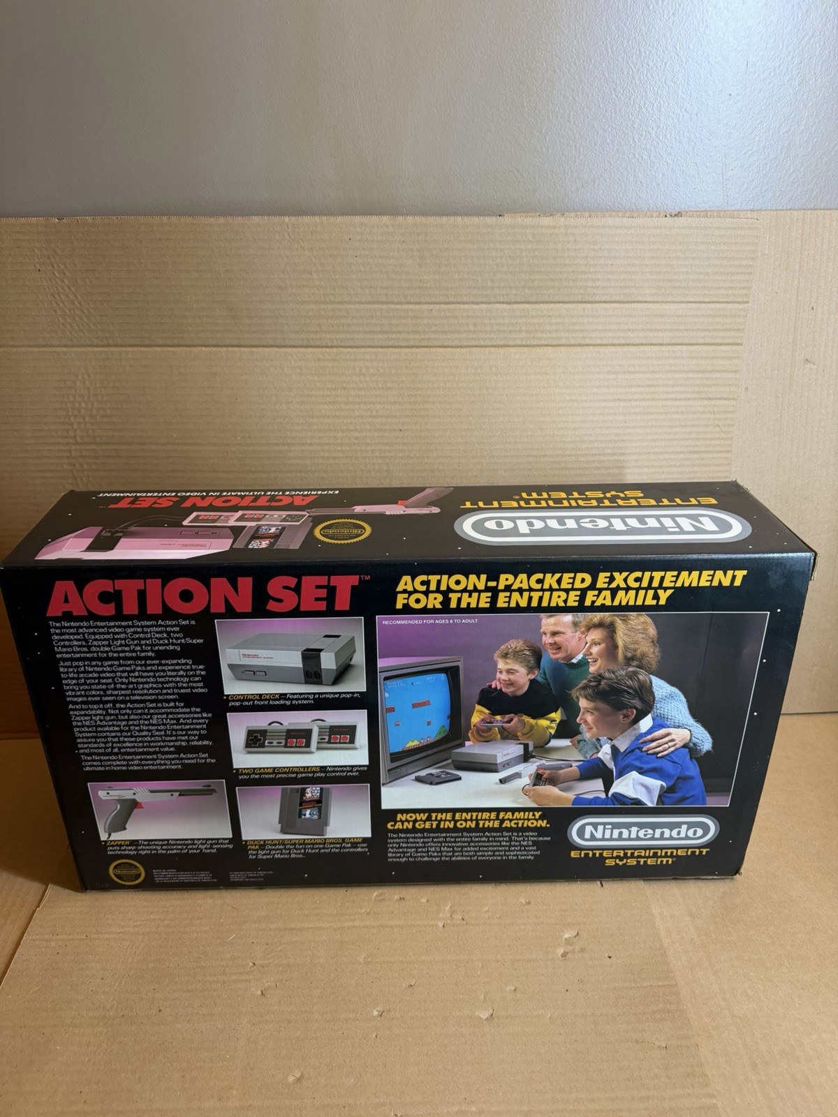 NES Action Set Box, Console, Adapter, 5 Games