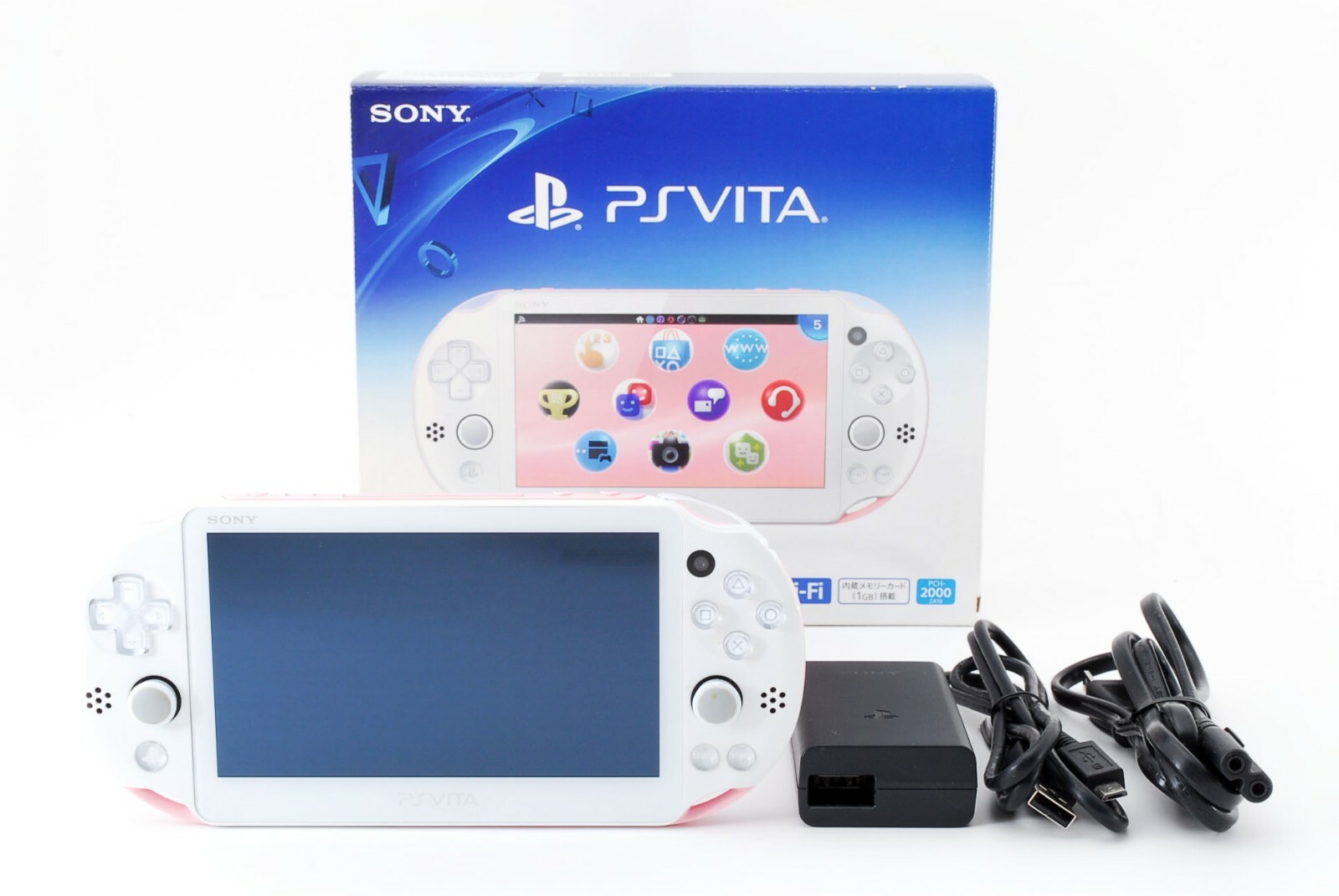 Sony PS Vita Light Pink White Slim PCH-2000 w/ Charger + Box