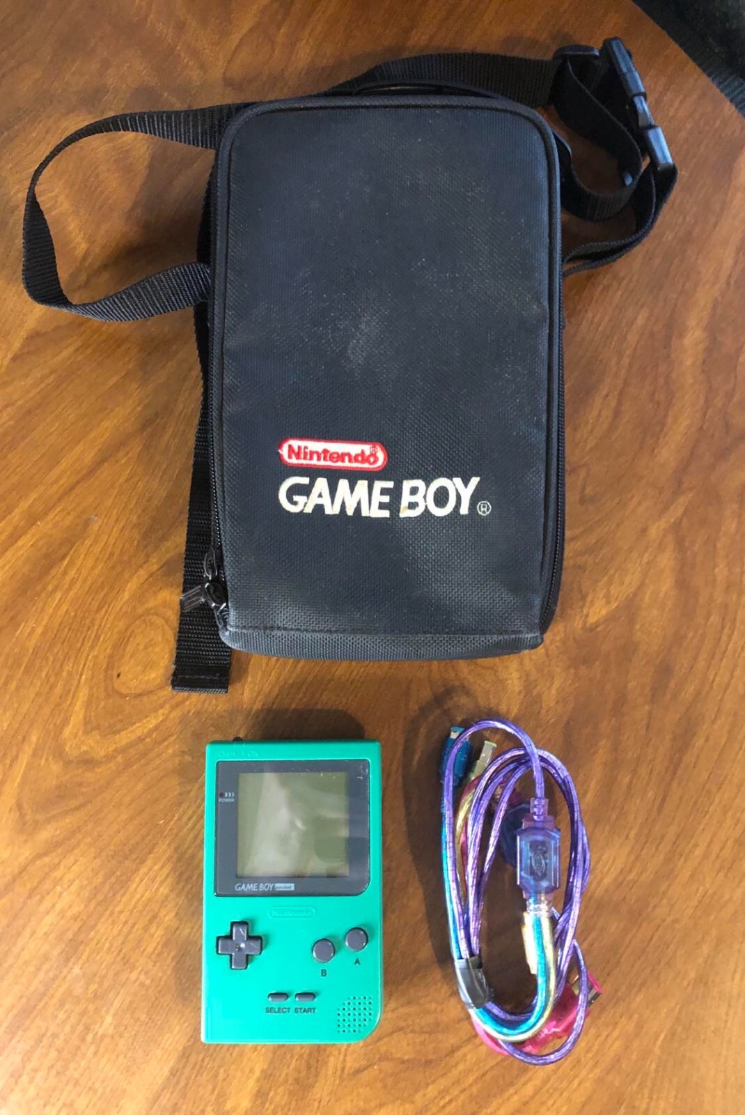 Nintendo Gameboy Pocket Green MGB-001 w/ Carrying Case & Link Cable LOT TESTED