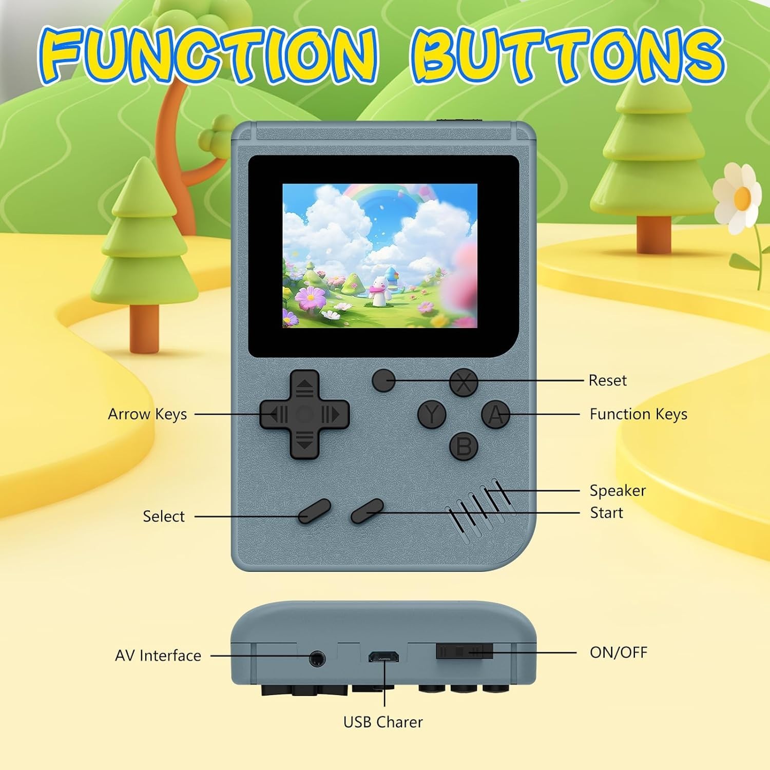 Retro Handheld Game Console 400 Built-In Games 3” IPS Screen Rechargeable