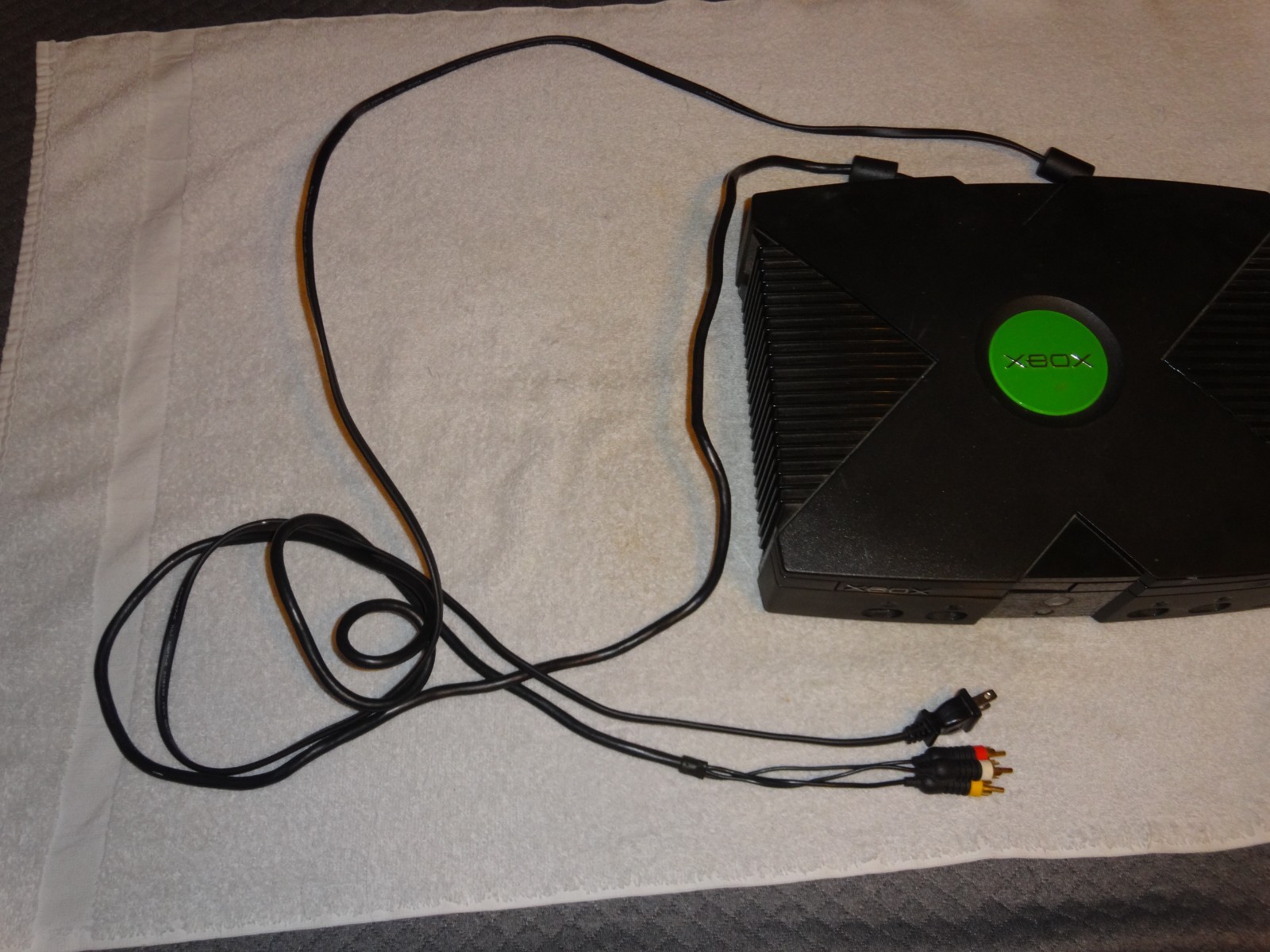 Microsoft Xbox console Black + 2 cords as shown in photos untested sold as is!!!