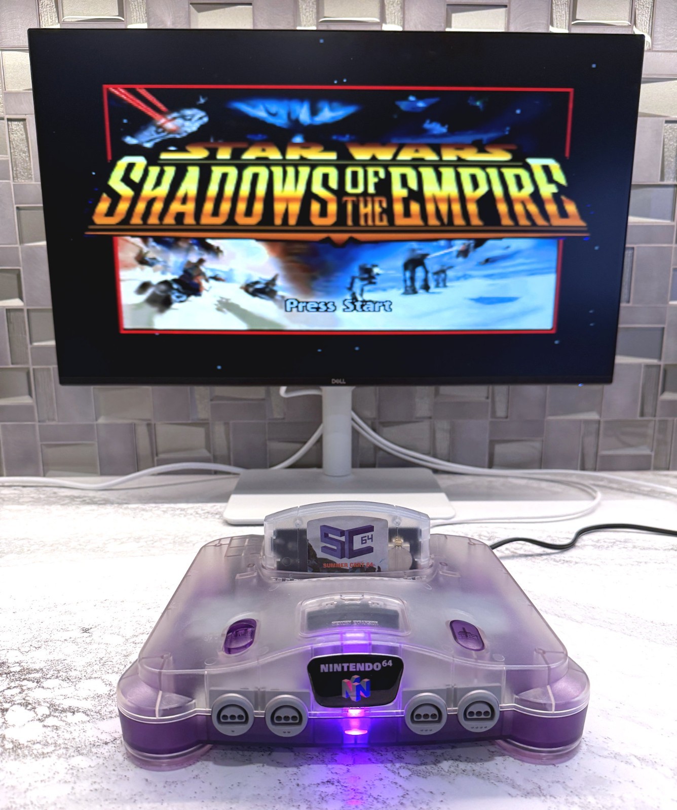 Nintendo 64 N64 Clear / Purple Console w/Expansion Pack, PSU & A/V Cables TESTED