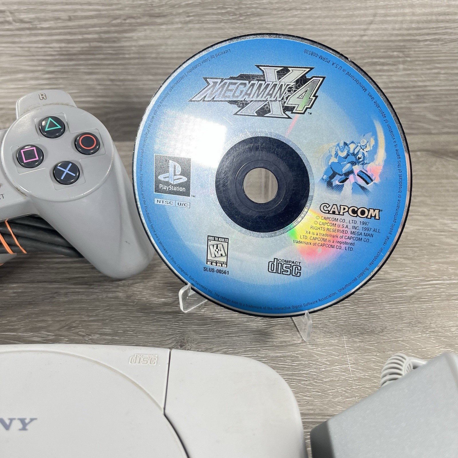 Sony PlayStation PS1 PSone Slim Mini Console Cords Controller w/ Mega Man X 4