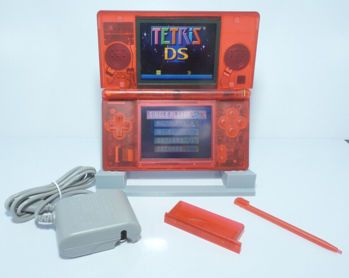 Nintendo DS Lite Transparent Clear Red Handheld System with Charger