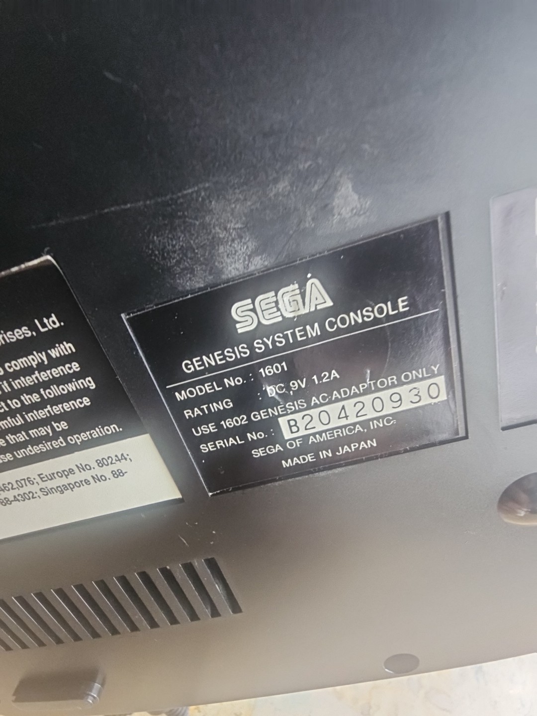 Sega Genesis Console Model 1601 Original Japan Tested Works Good Plug And Play