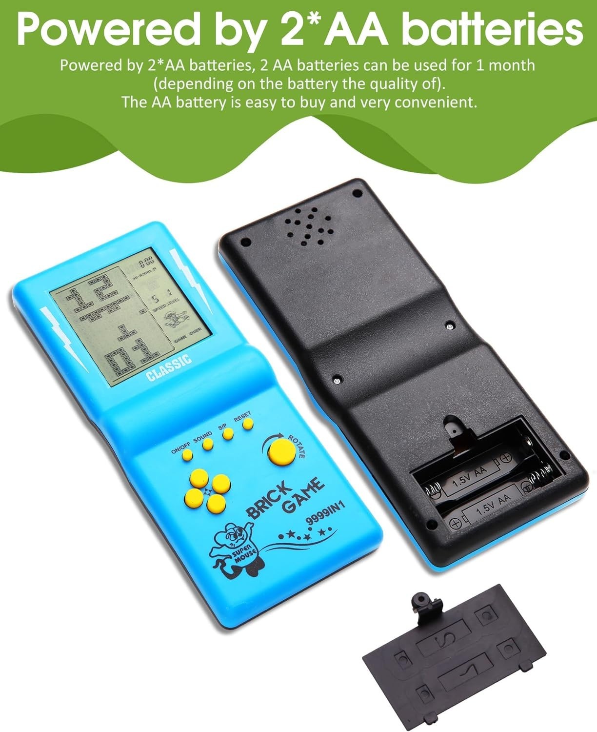 Battery-Powered 3.5-Inch Blue Game Console – 23 Fun Classics from the ’80s/’90s