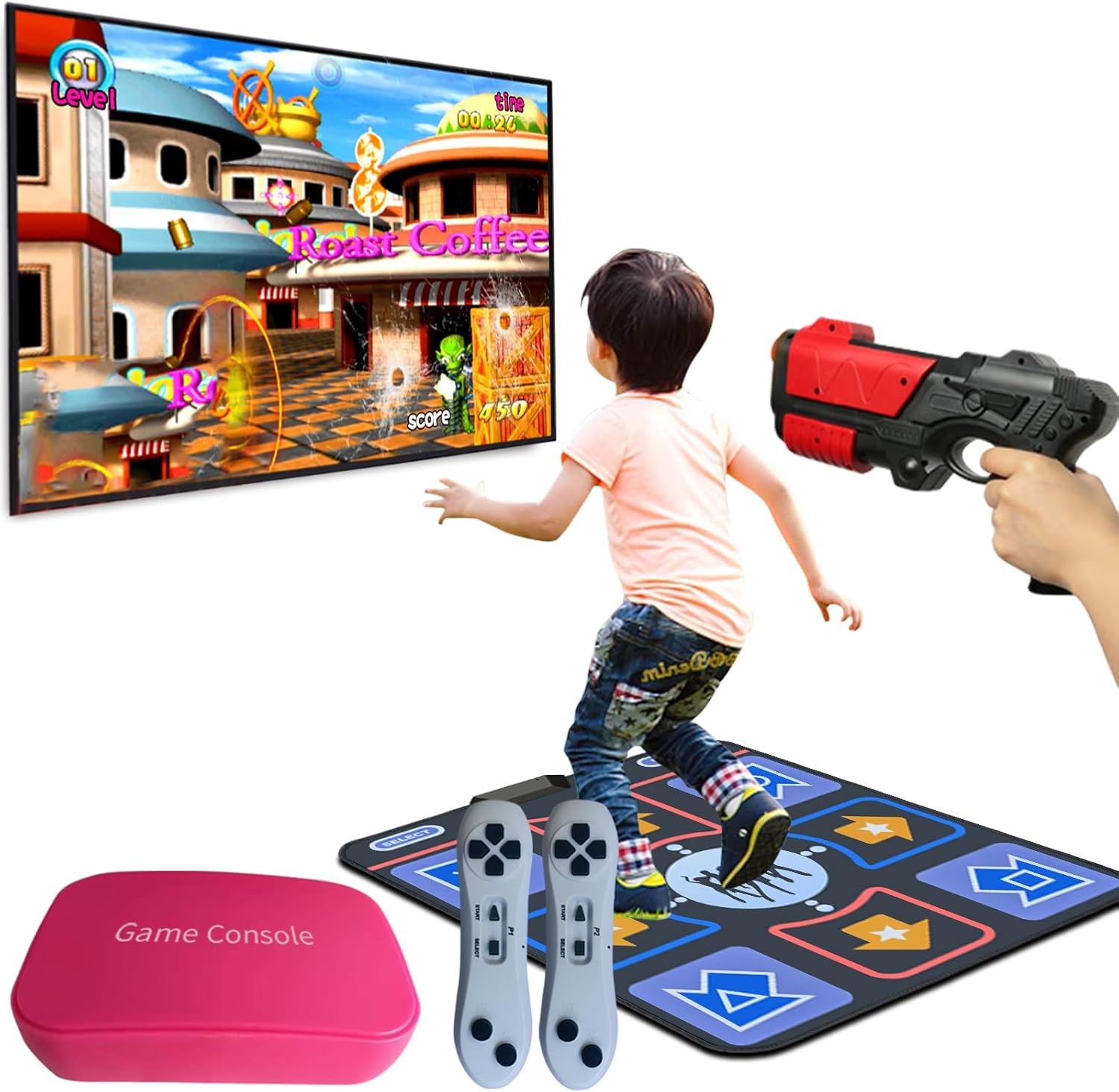 Retro TV Game Console with Dance Mat 21 AR Gun Games