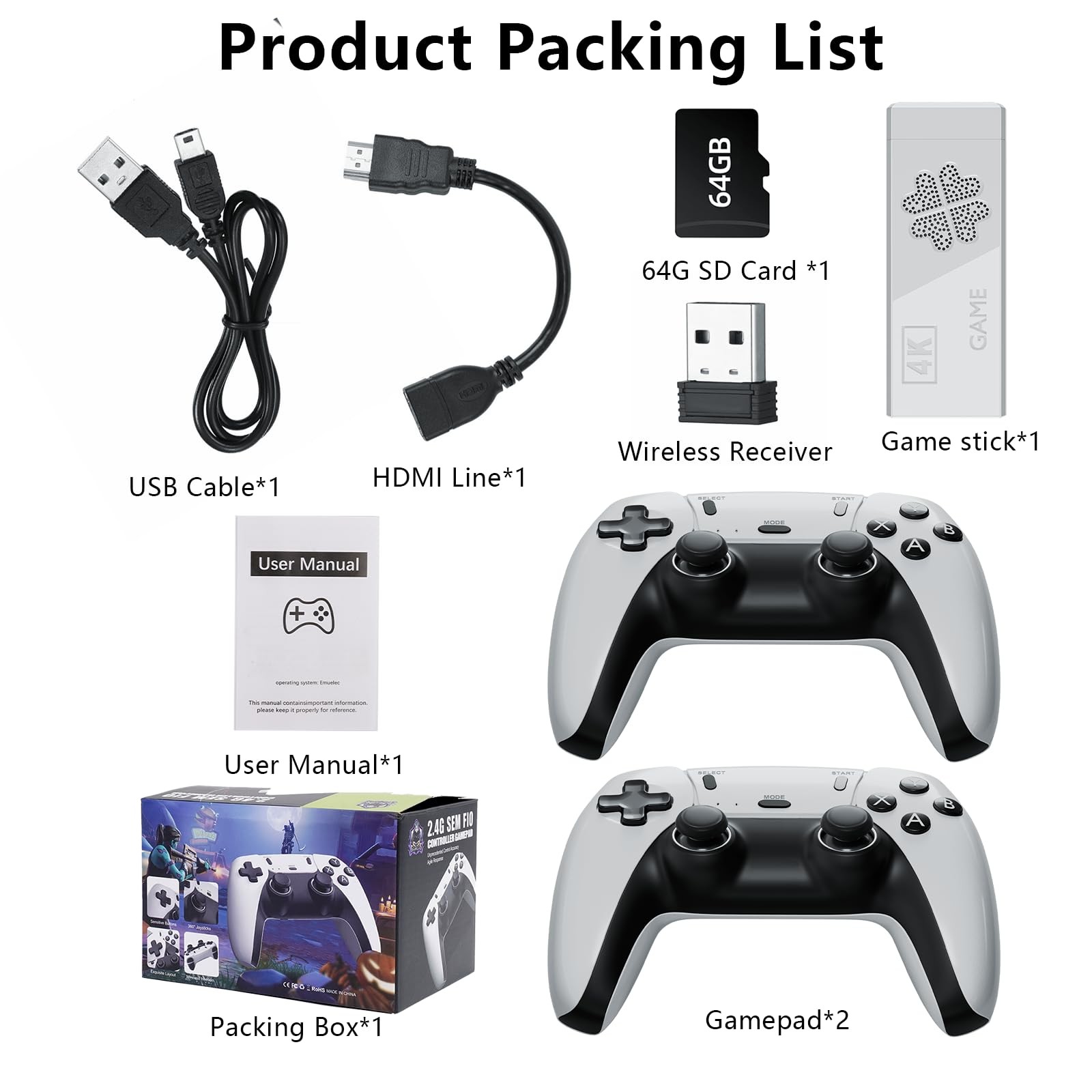 2026 Upgraded Wireless Retro Gaming Console Stick 4K HDMI, Retro Video Game C…