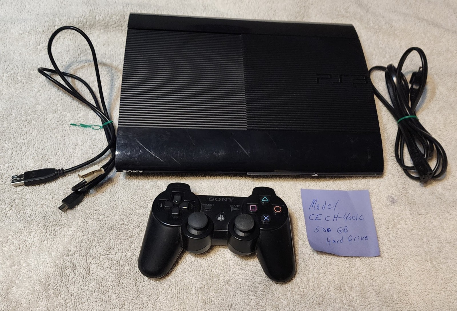 Sony PlayStation 3 Super Slim Console CECH-4001C 500gb Ps3 (Working) + 22 Games