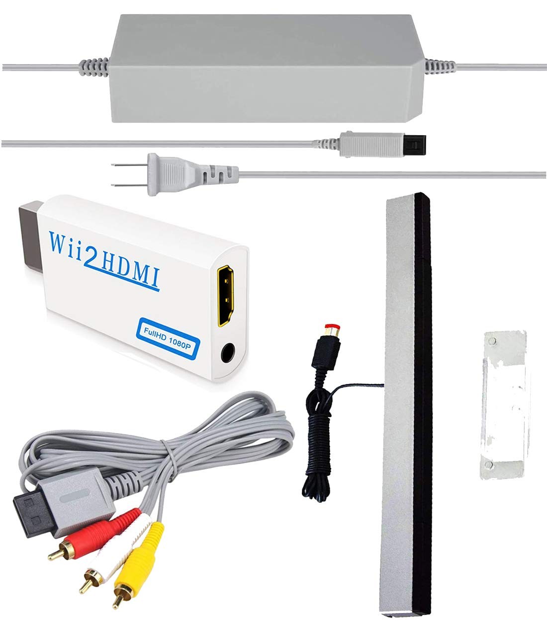 SSIOIZZ 4 in 1 Wii Replacement Cables Set – Sensor Bar + AV Cord + AC Adapter