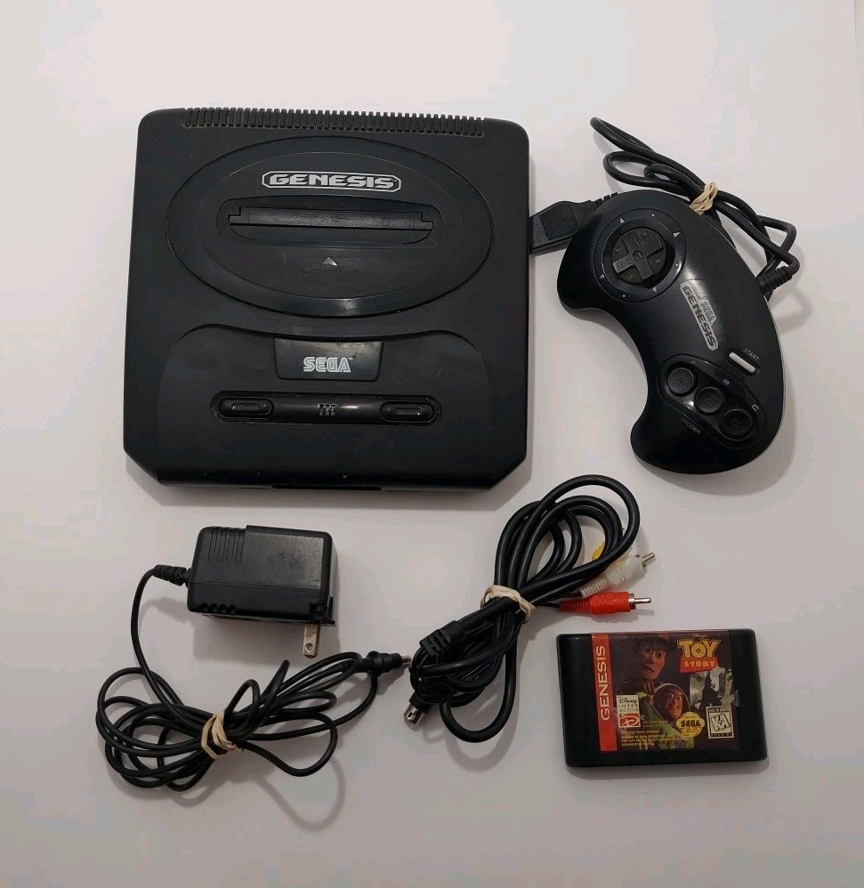 Sega Genesis Model 2 Console System Bundle Cords, Oem Controller, And Game Works