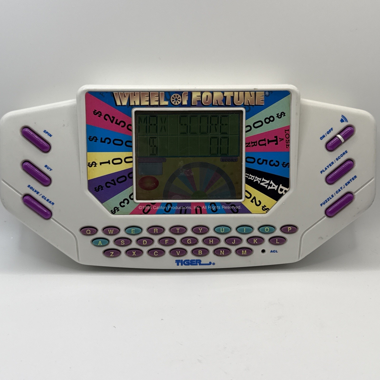 Wheel Of Fortune 1995 Tiger HandHeld Electronic Game With Cartridge Works