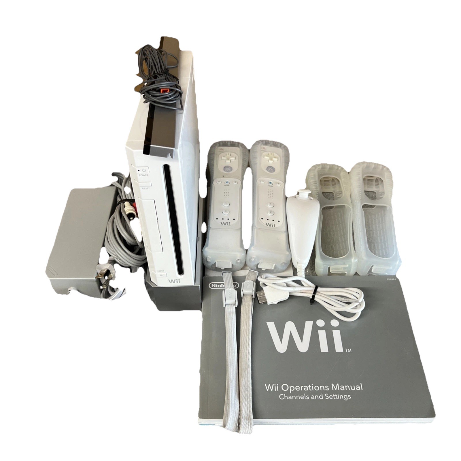 Nintendo Wii Console Bundle Model# RVL-001 with 2 Remotes & 1 Nunchuck Tested
