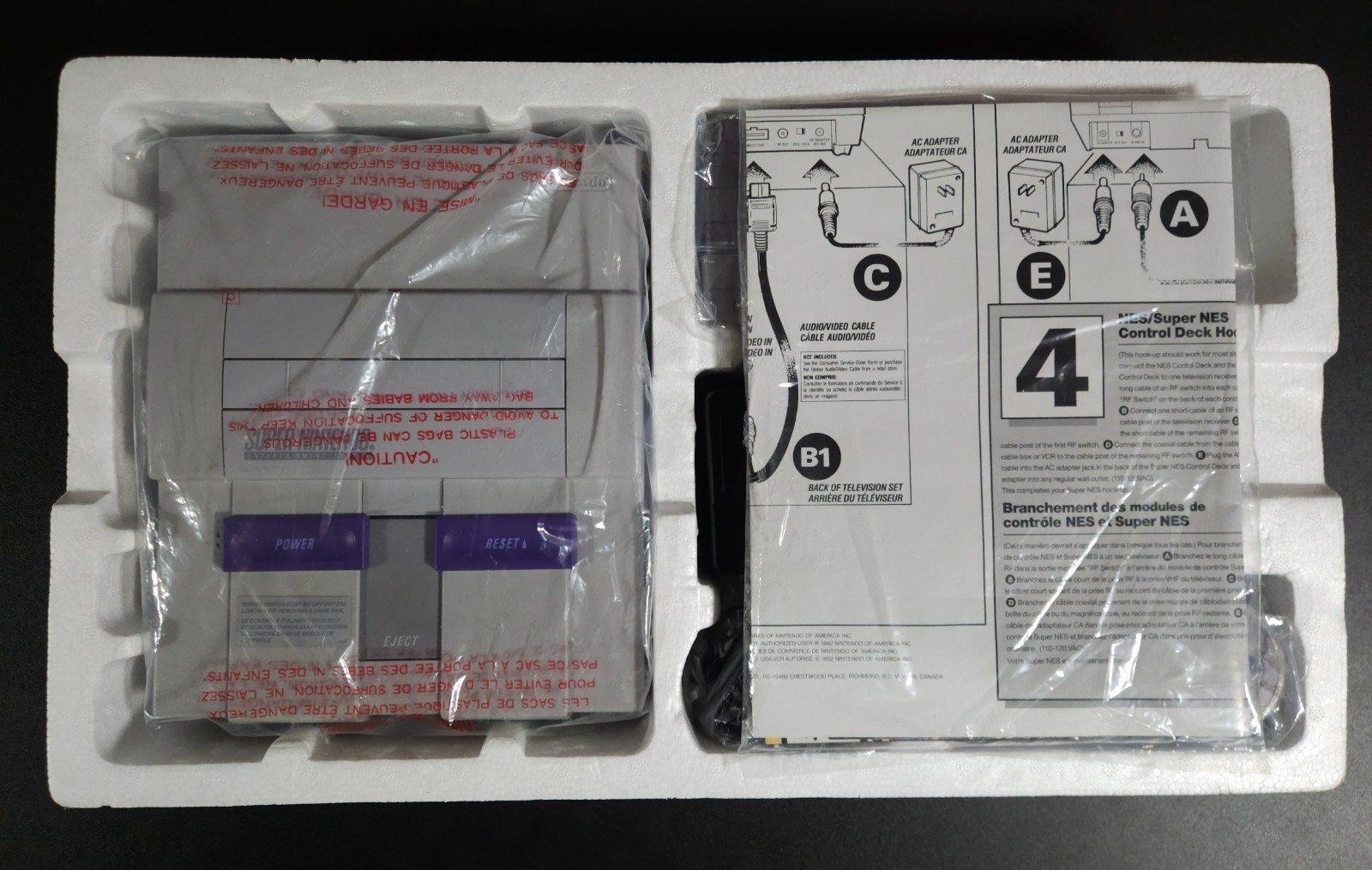 SNES Super Nintendo Console CIB Box Super Mario All-Stars Bundle OEM Tested READ