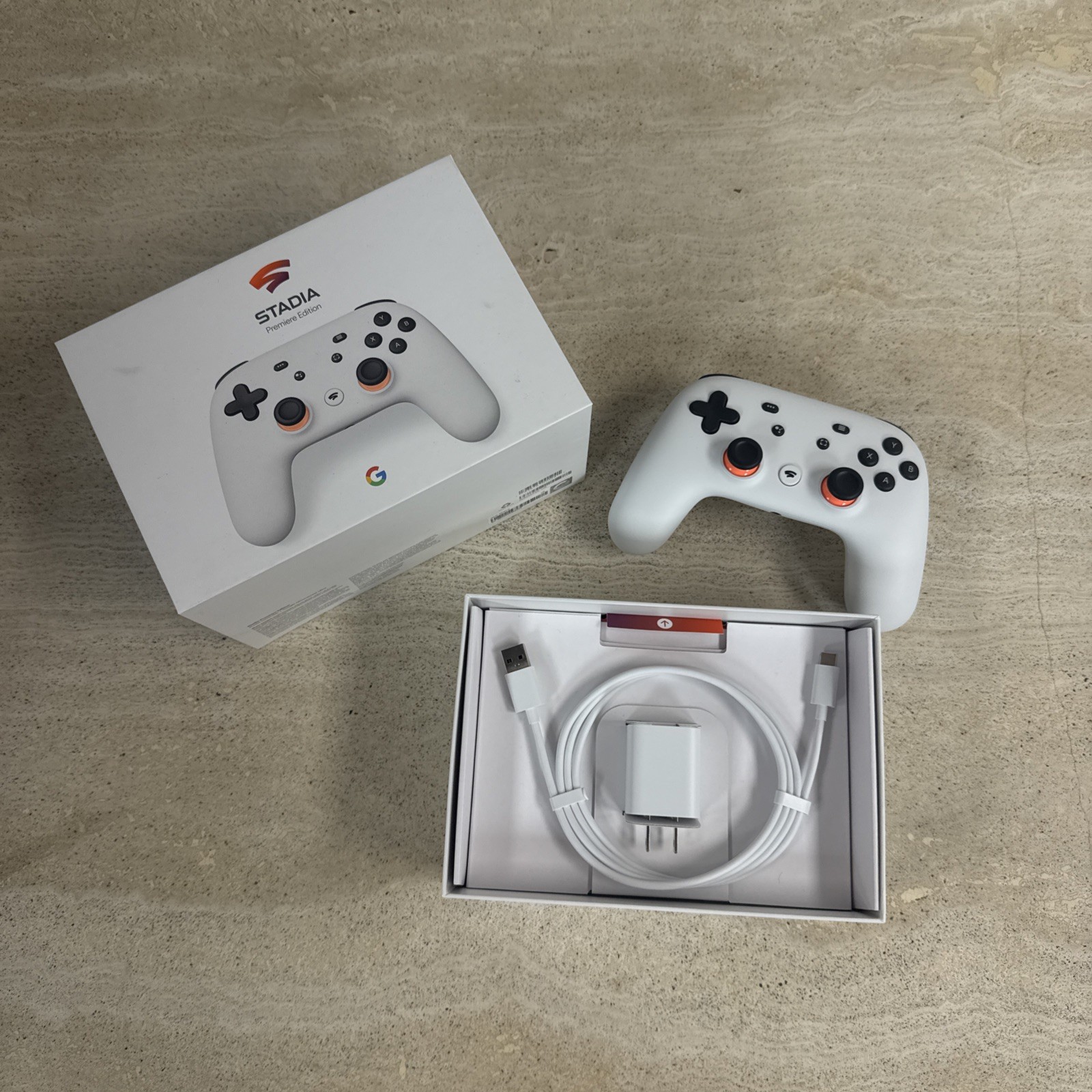 Google Stadia Premiere Edition New Open Box Controller + Chromecast Ultra White
