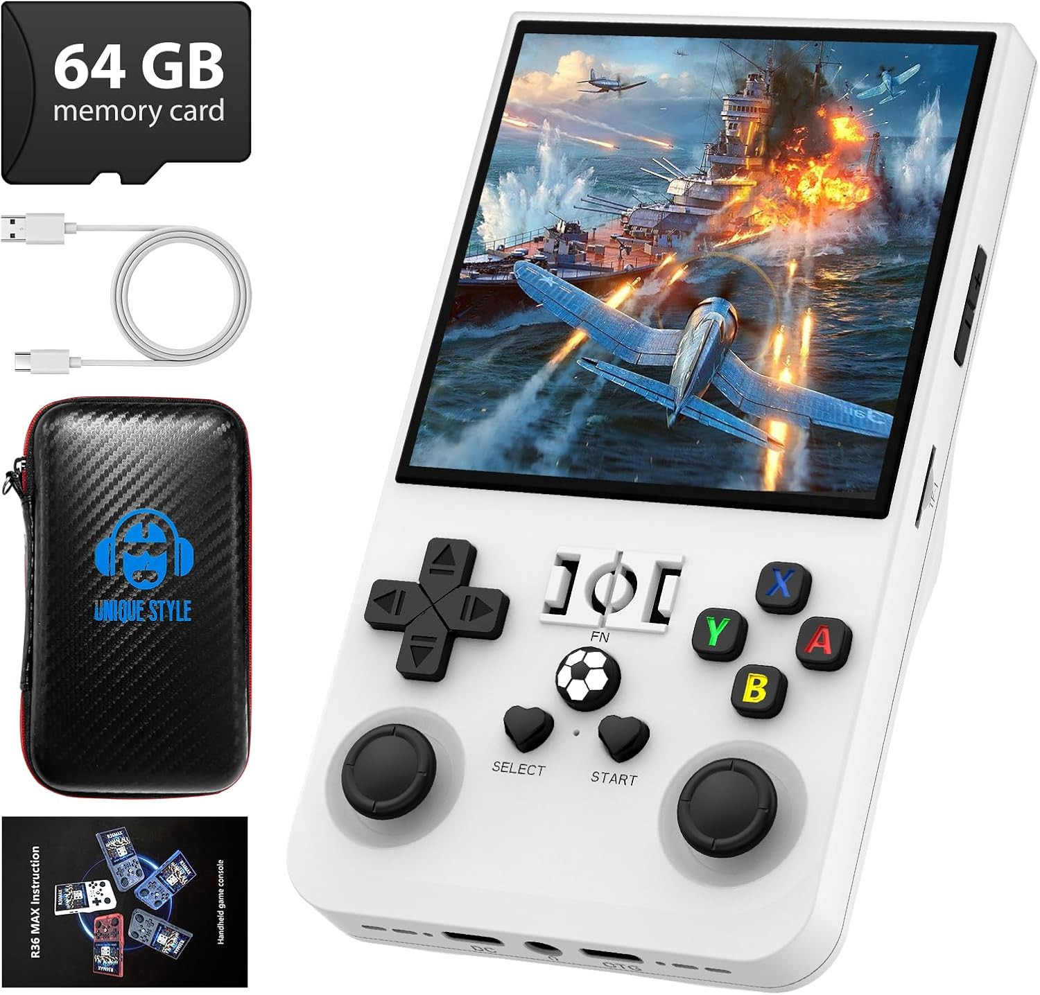 R36MAX Retro Handheld Game Console, 4.0 Inch 720X720 IPS Screen, 64GB Built-In 1