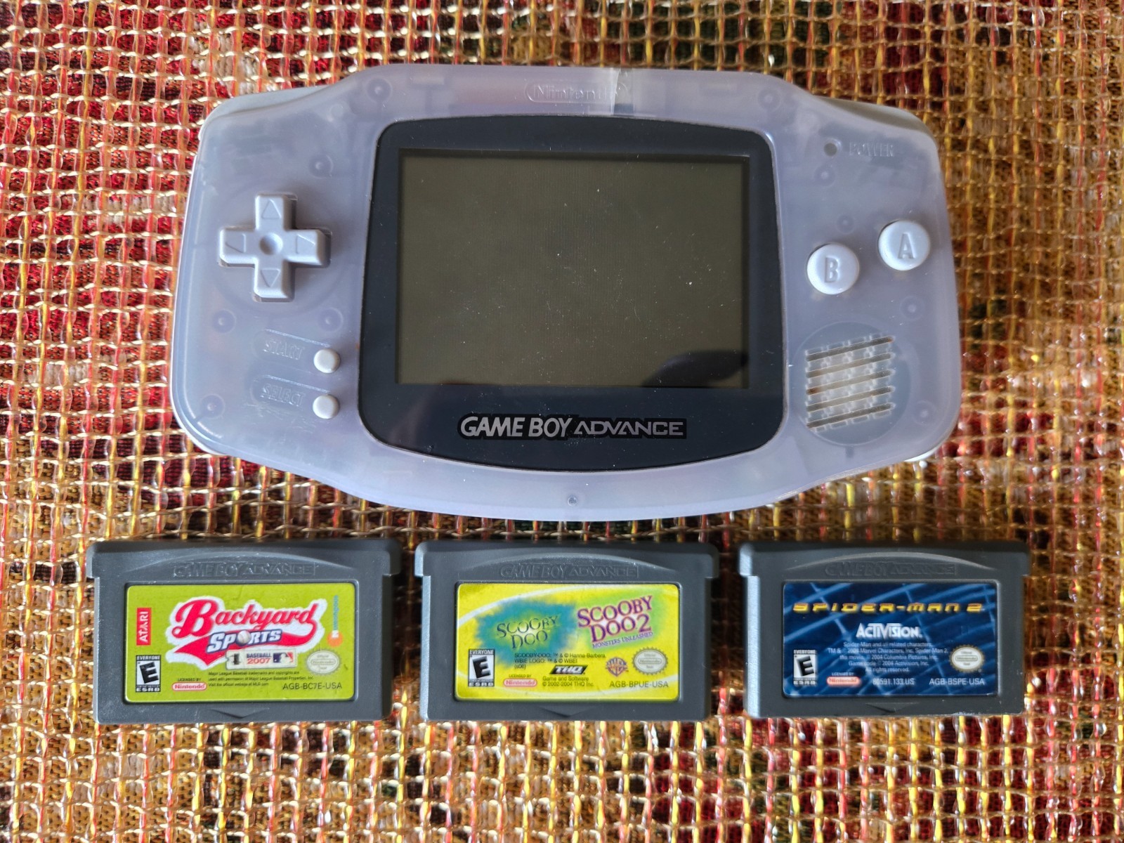 Nintendo Gameboy Advance Console Clear Game Boy + 3 Games