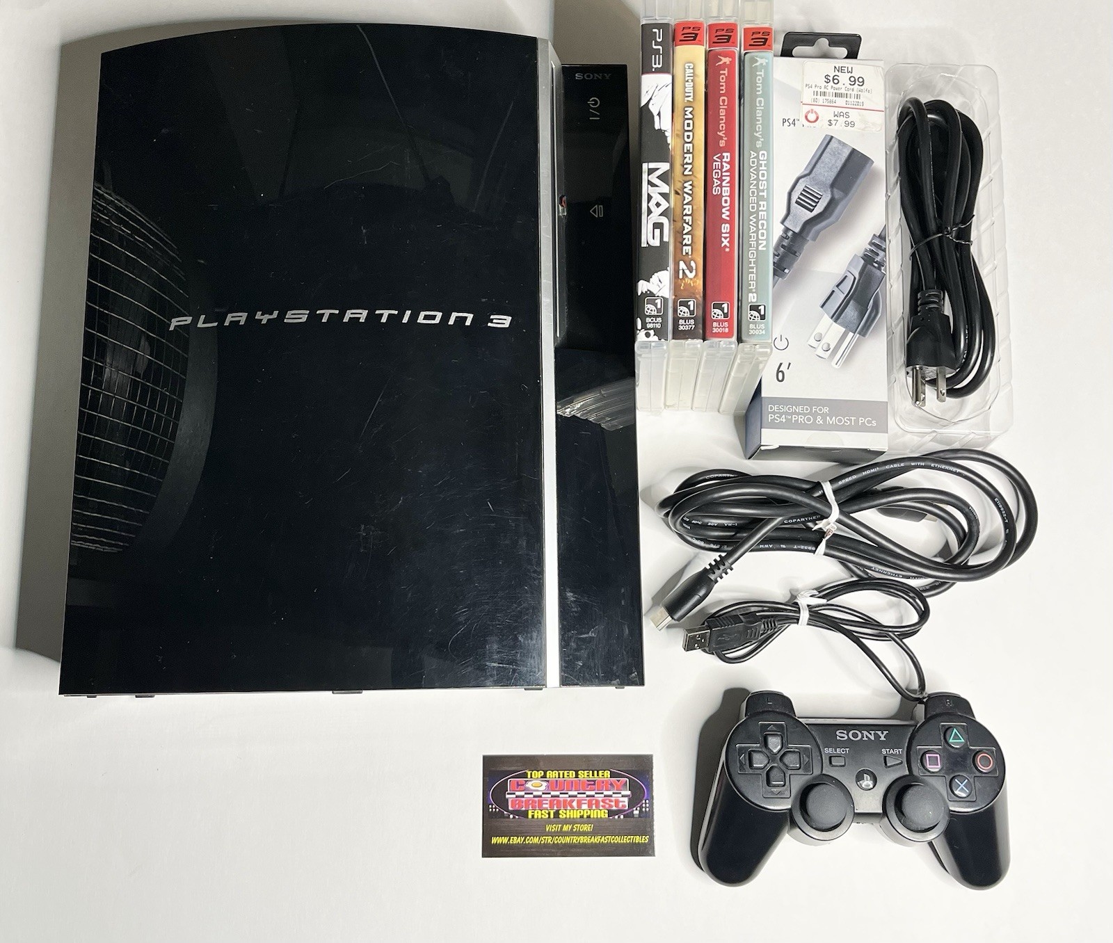 Sony Playstation 3 PS3 CECHP01 160GB Fat Console w Controller HDMI 4 Games Works