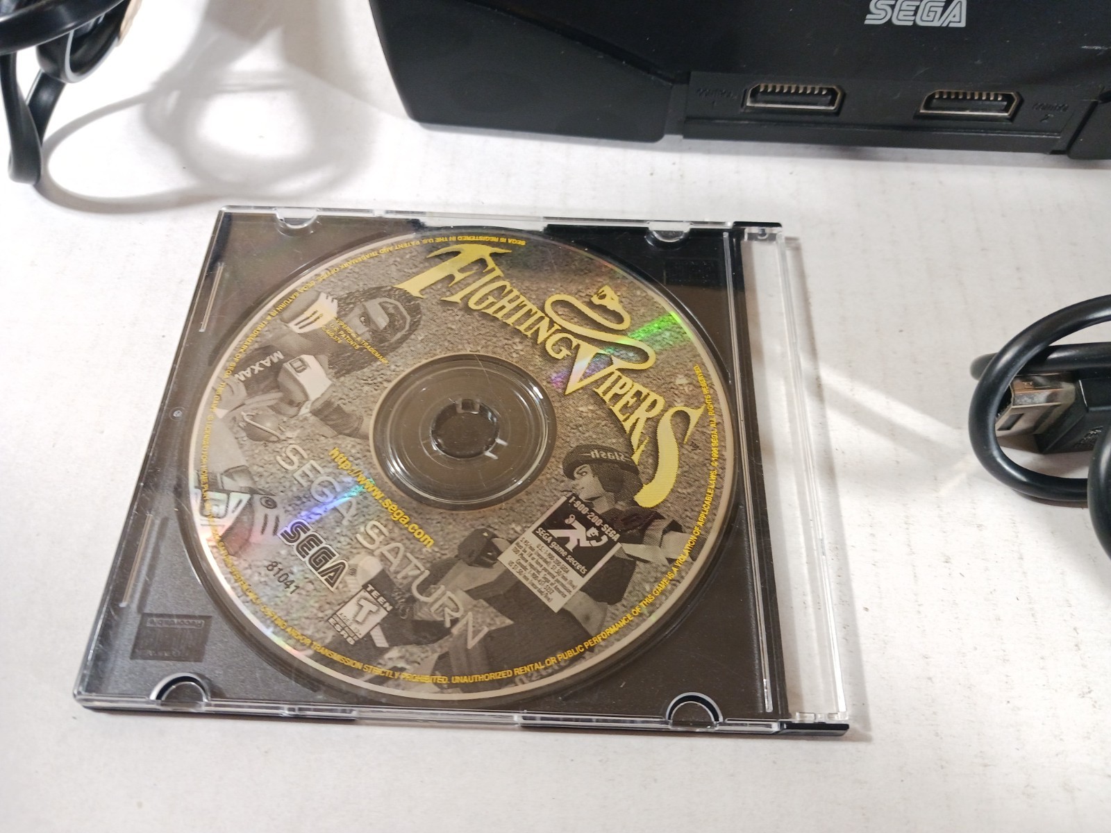 SEGA Saturn Black Console With Controller Tested With Cords Official Controller