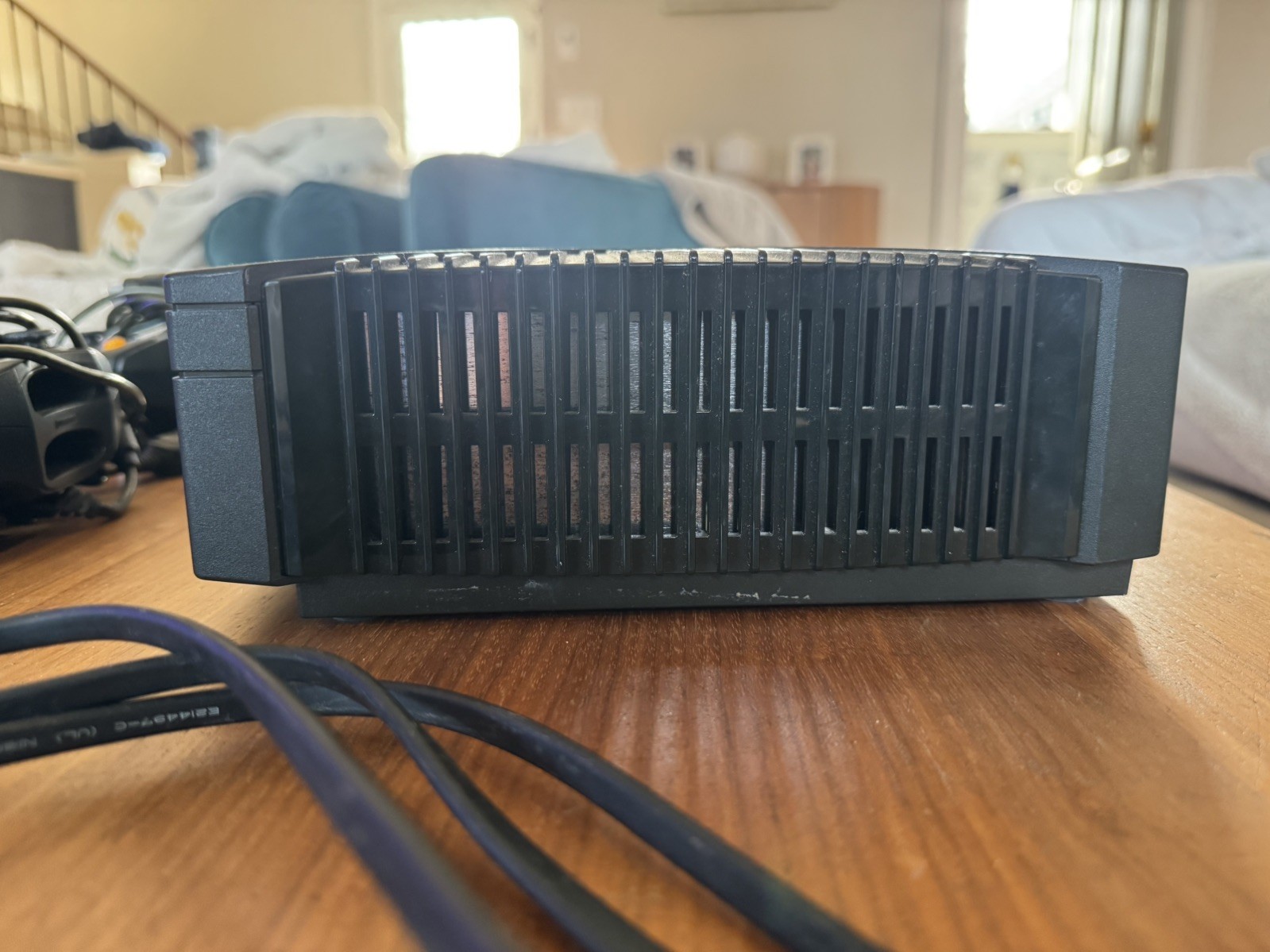 black xbox original consol works connects to tv controllers works fine and cords