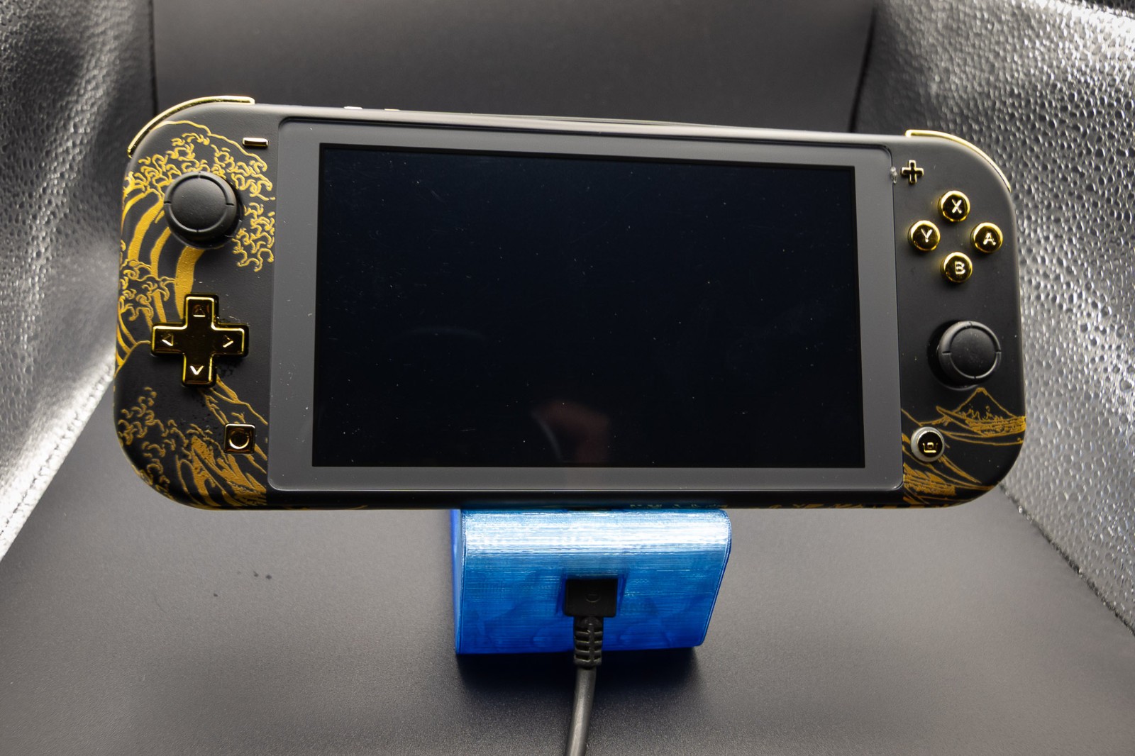 Nintendo Switch Lite 256GB Custom Gold Wave Hall Effect No Drift Bundle