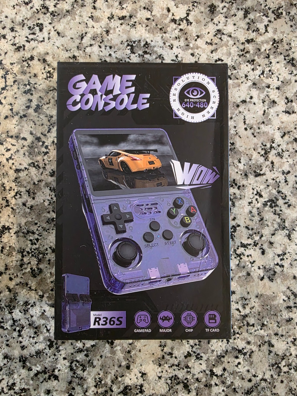 Handheld Game Consolde MODEL R36S Purple Retro 10K Plus Games NEW 64GB