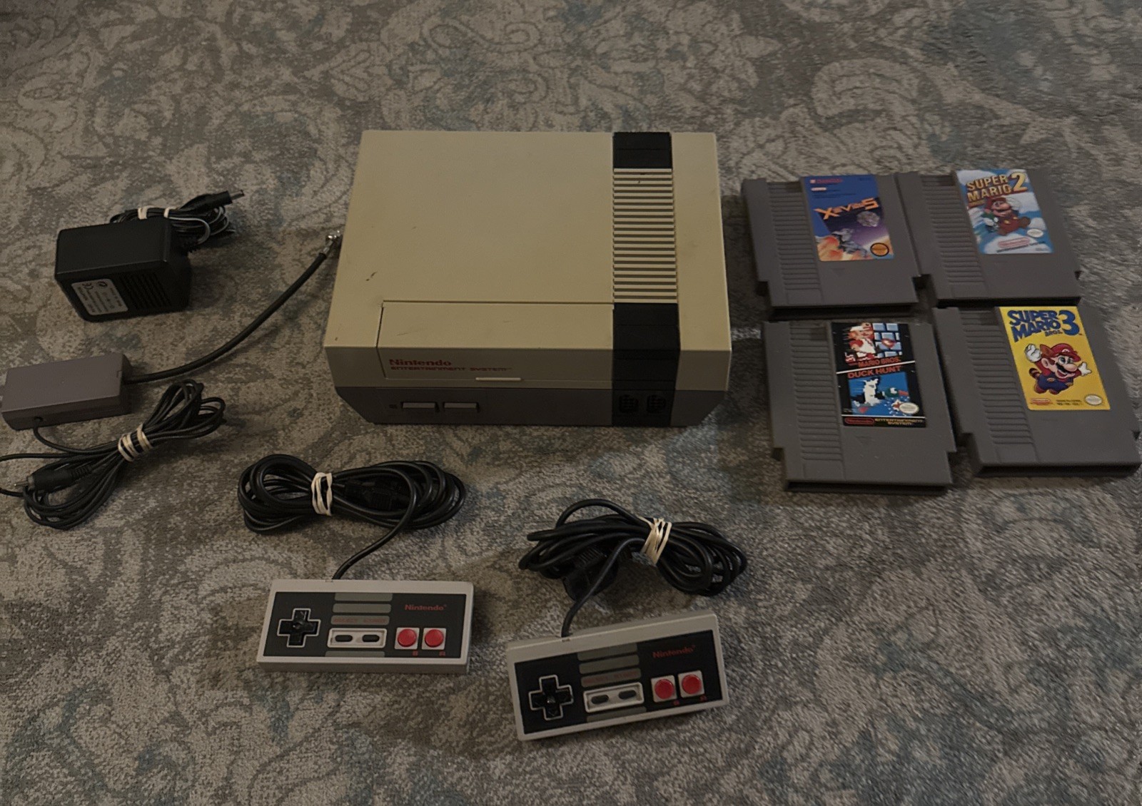 Original NES Nintendo Console Bundle With MARIO 1 2 3 Xevious Games TESTED