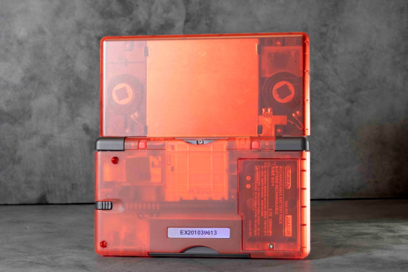 Nintendo DS Lite Custom Transparent Red and Matte Black Shell , Red & Purple LED