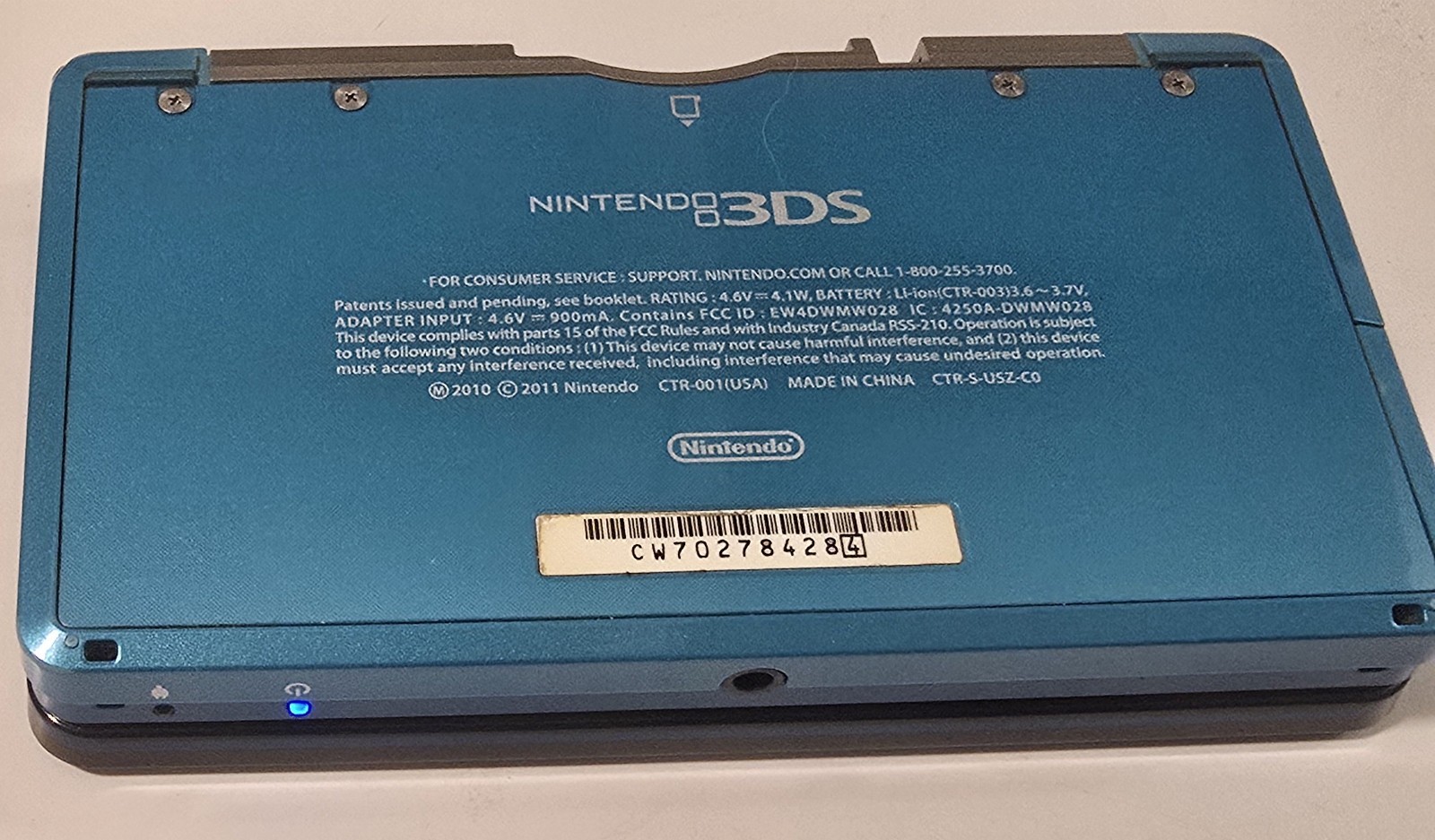 Nintendo 3DS Handheld Console System Aqua Blue – Broken LCD for Parts or Repair