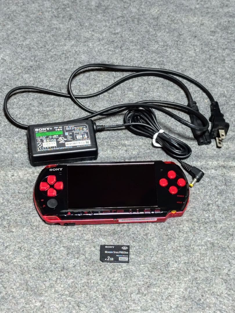 SONY PSP-3000 Black/Red Portable Handheld Console with 3 Games and Case Tested