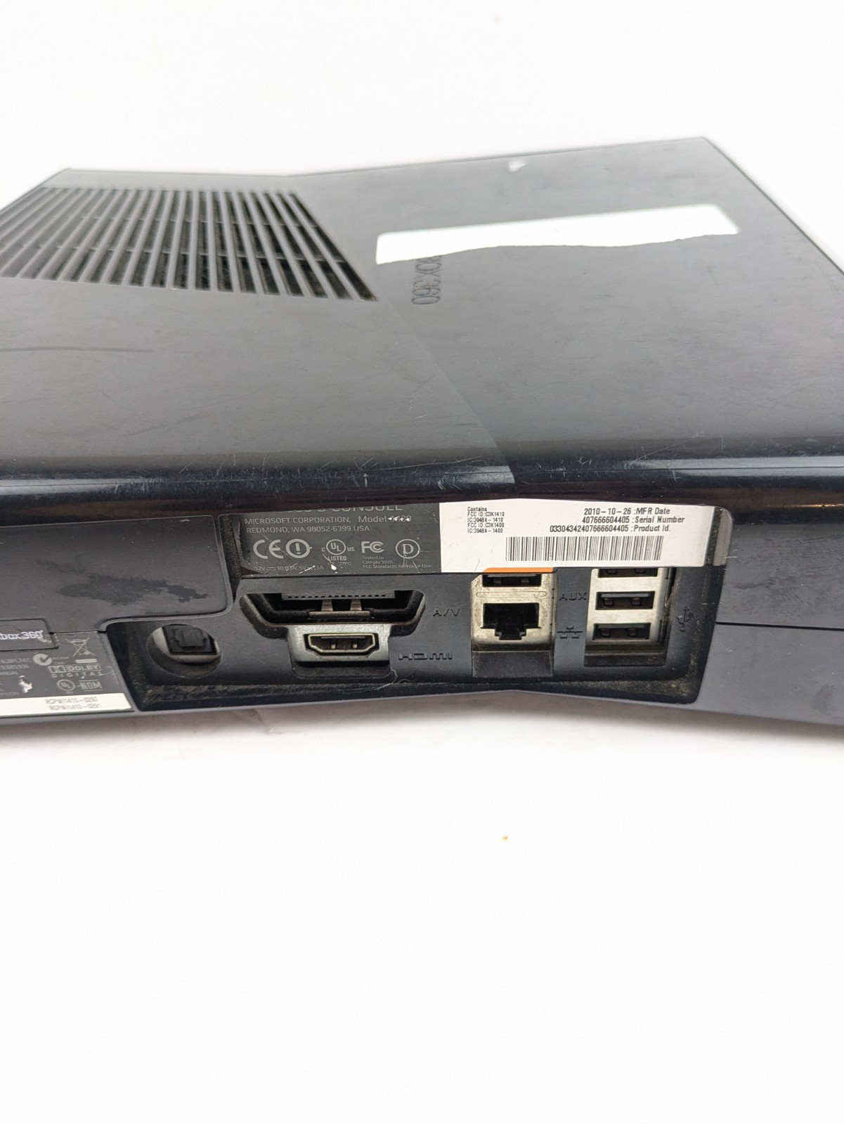 Microsoft Xbox 360 Slim No Hard Drive Glossy Black Model 1439 8