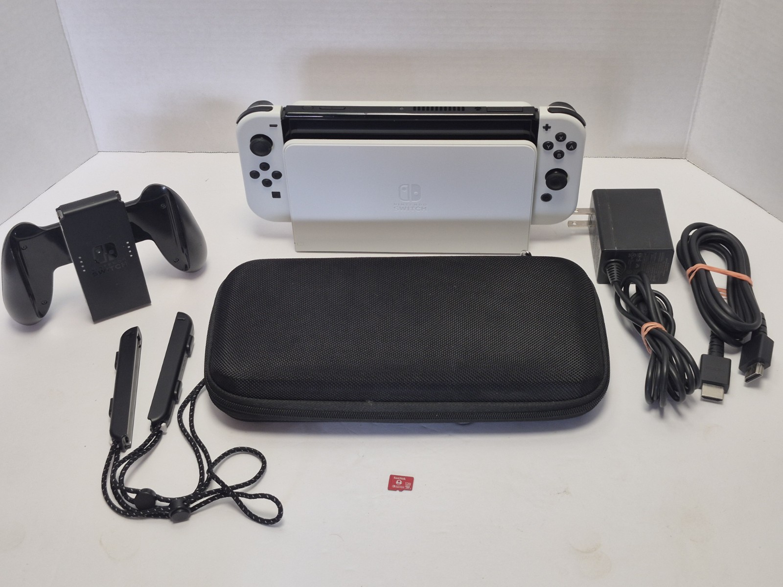 Nintendo Switch 64GB OLED White Console+Joy Con+Dock+Charger +HDMI+ +128GB SD