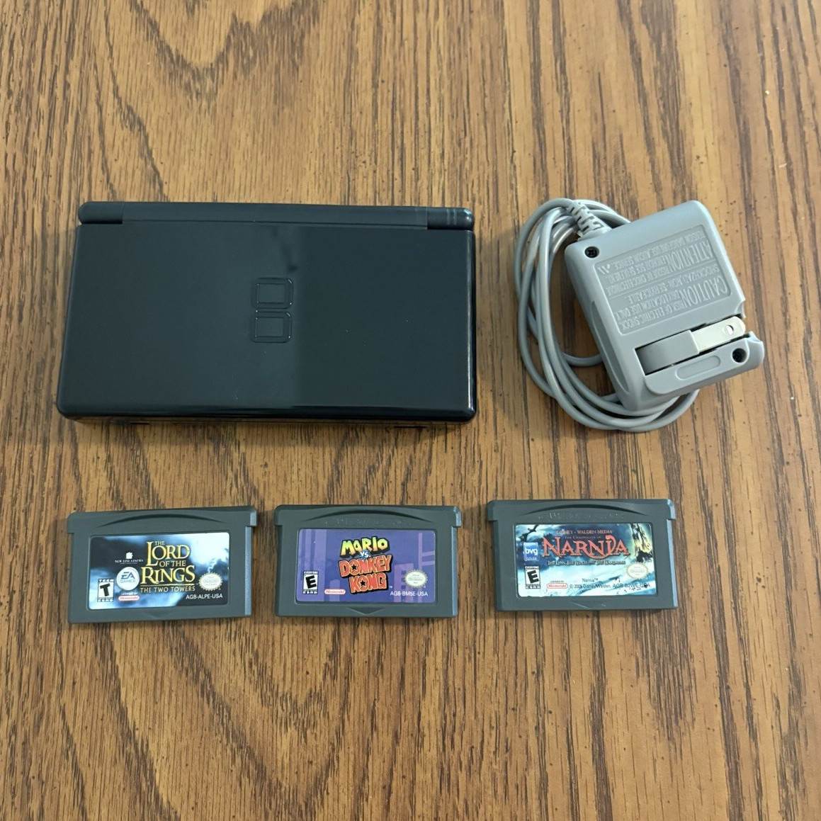 Nintendo DS Lite Black Touchscreen Handheld USG-001 w/ Charger Stylus 3 Games
