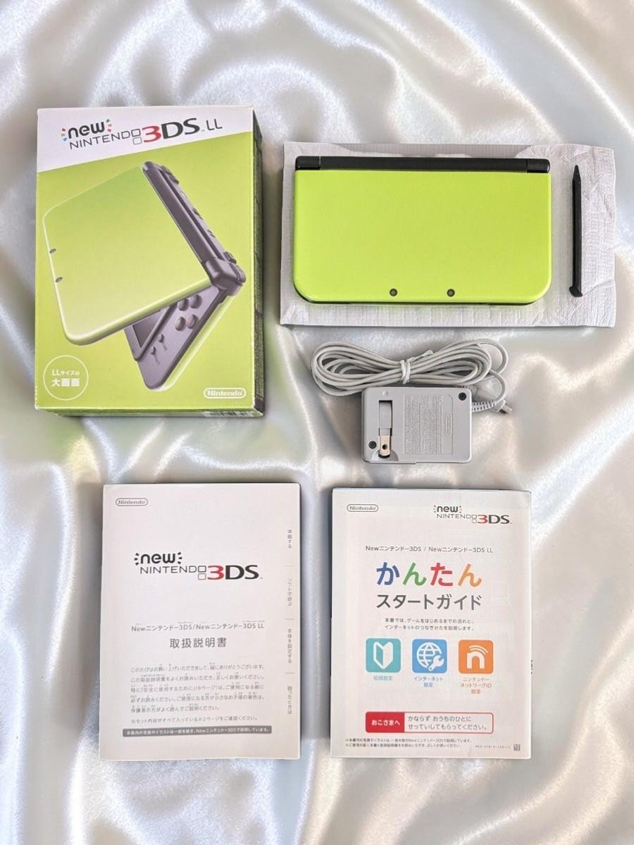 [EXC] New Nintendo 3DS XL LL Lime Black Console Charger Box Japanese ver