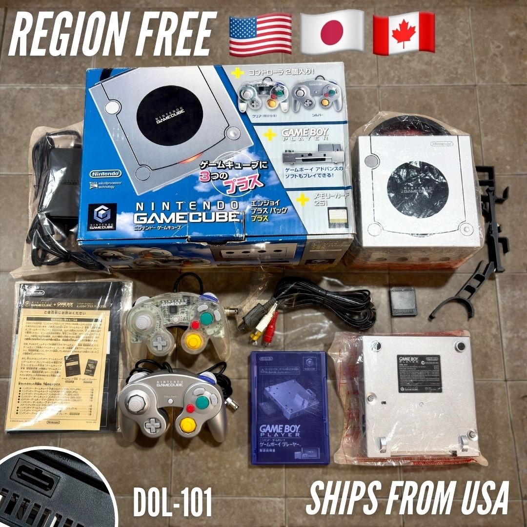 Platinum Nintendo GameCube Enjoy Plus Pack CIB + Skeleton + Game Boy REGION FREE