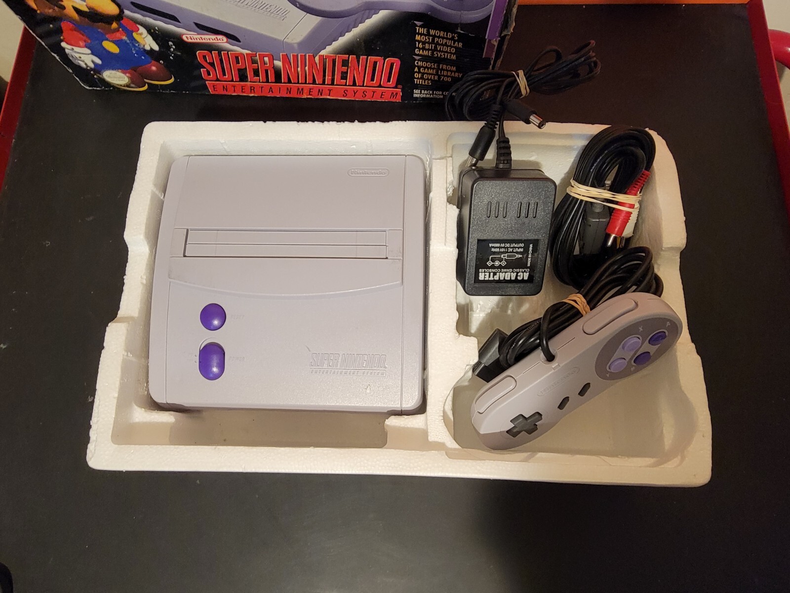 Super Nintendo Junior Jr Control Deck Console in Original Box ~ Tested & Working